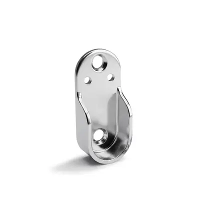 Ebco MS Wardrobe Rail Bracket - Metal Support for Hanging Rods, 1 Set (2 Nos), Nickel Plated, WRF-B2