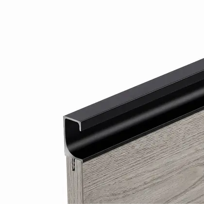 Ebco Aluminium Profile Shutter Handle, SH1-1935-3M-AB, Anodised Black, 19mm X 35mm, 3m Length