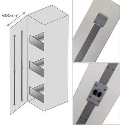 Ebco Door Stiffener HD for 1000-2700mm (up to 8.8ft) Height Doors, Grey, DSTF2-HD-GR