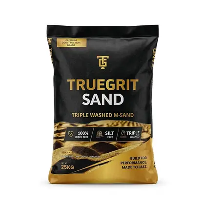 TRUEGRIT Triple Washed M-Sand (Plastering Grade / P-Sand) – 25kg Bag