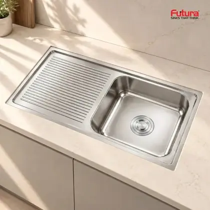 Futura Dura SS Sink with Drainboard  (37 × 18 × 8 Inch)