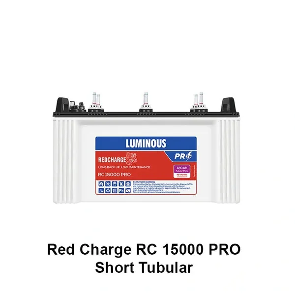 Luminous Red Charge RC 15000 Pro 120Ah Short Tubular Inverter Battery