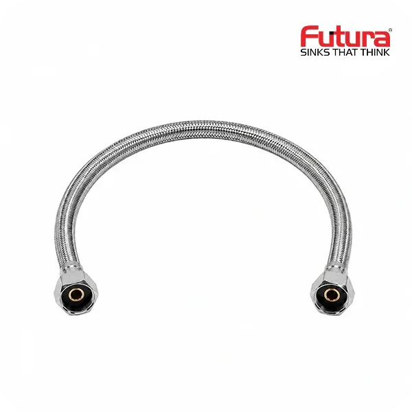 Futura Stainless Steel Braided Hose | Brass Nut Insert, 24" - 13.5mm