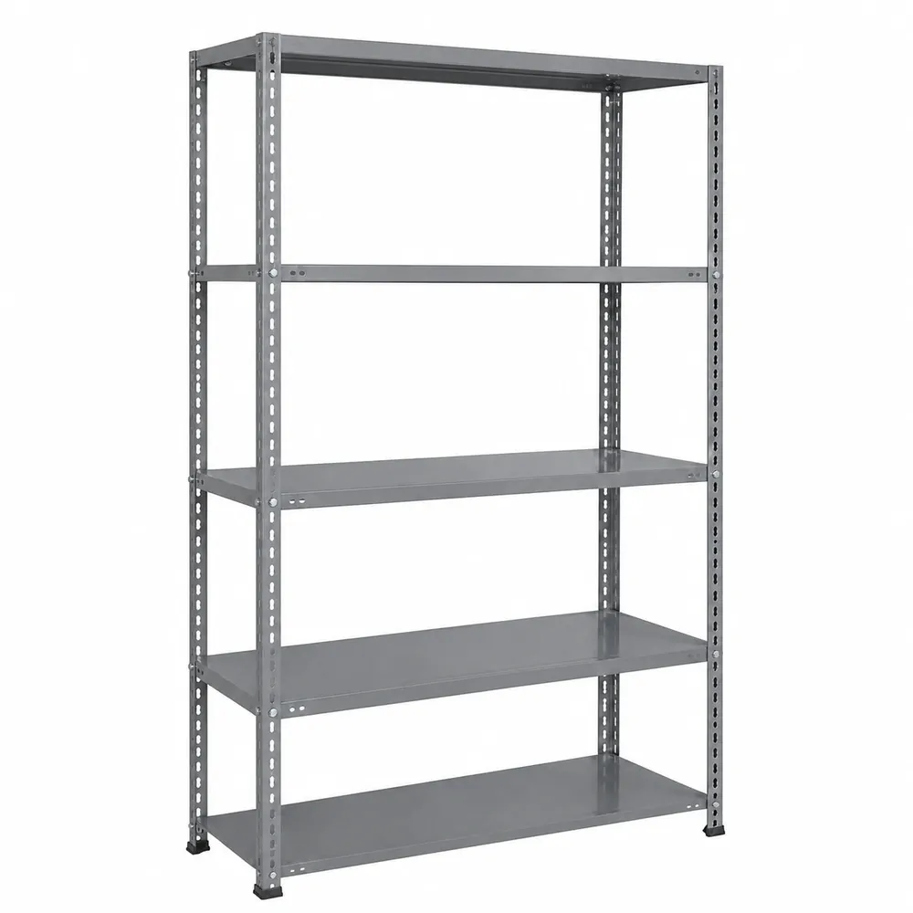 Base Finish 5 Shelf Slotted Angle Storage Rack, 6ft x 3ft x 1ft, Mild Steel, 30 kg per Shelf