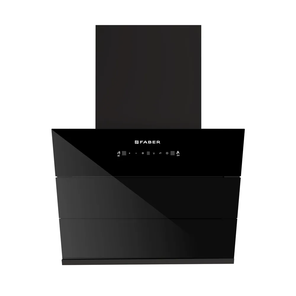 Faber Hood Glory BLDC 60 cm 1500 m³/hr Filterless Heat Auto Clean Wall Mounted Chimney (Black Glass)
