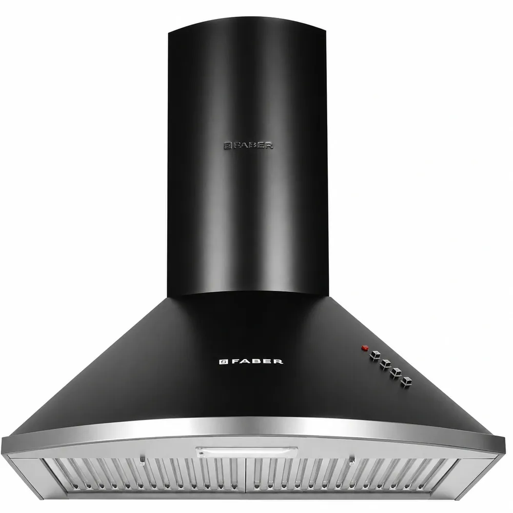 Faber Hood Class Pro 60 cm 1000 m³/hr Baffle Filter Push Button Wall Mounted Chimney (Matte Black)