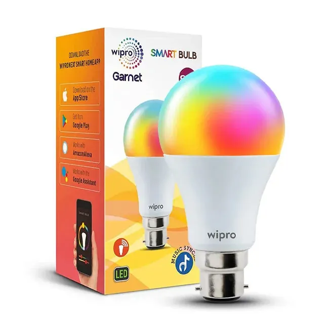 Wipro Garnet Smart LED Bulb (NS9400) | 9W B22 | 16 Million Colours & Music Sync