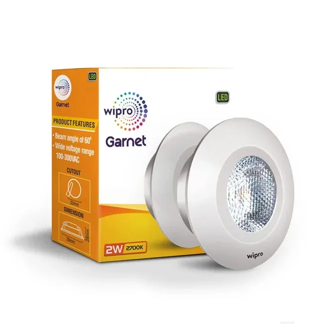 Wipro Garnet 2W LED Integrated Spotlight | Compact Design for Cabinets & Wardrobes