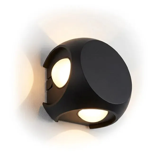 Wipro Garnet 4W 4 Way Round Outdoor Wall Light | Warm White