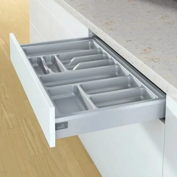 Hettich OrgaTray 440 Trimmable (Fixed Partition) Cutlery Insert, Silver