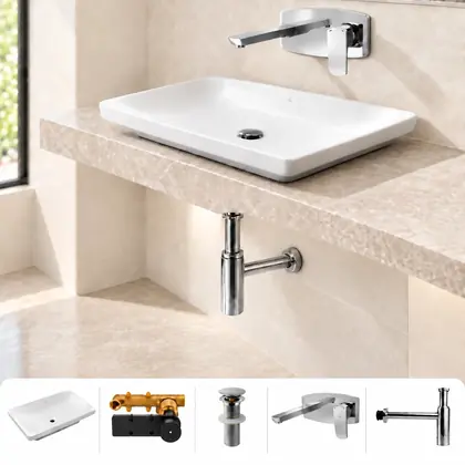 Jaquar Table-Top Basin Combo with Wall-Mounted Mixer (Premium) – Set of 5