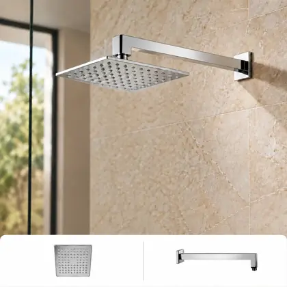 Jaquar Rain Shower Kit with 120mm/4.8" Square Overhead Shower - Set of 2