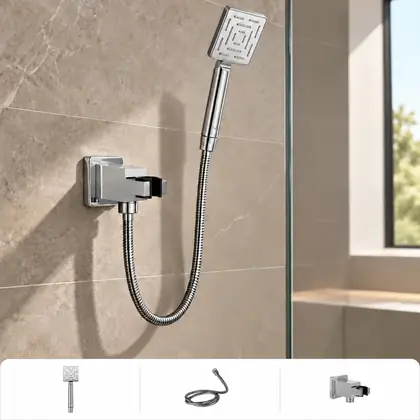 Jaquar Hand Shower Kit with 95mm/3.75" Square Handset - Set of 3