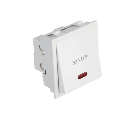 Anchor Roma 32A DP Power Switch with Indicator, 1 Way, White, 2 Module